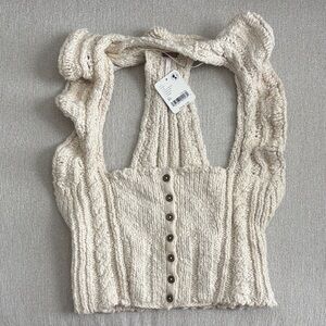 Free People Cream Knit Halter Top